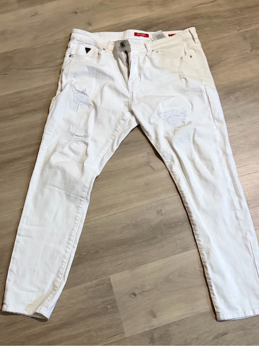 Guess White Distressed Slim Men’s Jeans